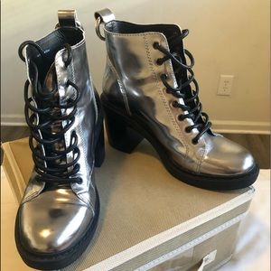 Silver Combat Boots
